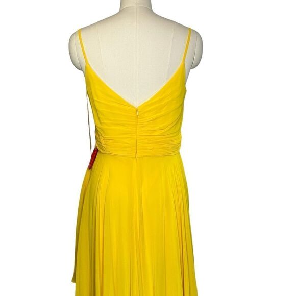 Ieena for Mac Duggal Marigold Chiffon High Low Cocktail Dress | Size 8 - Picture 12 of 13